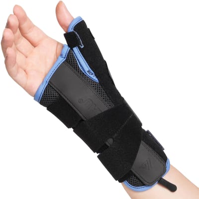 Attelle de poignet Velpeau avec support pour pouce Pour ténosynovite de De Quervain Entorse Arthrite Soulagement de la douleur Attelle de poignet Hommes Femmes Small beige