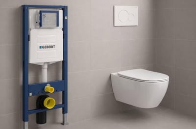 H&F Toiletset Geberit UP320 Compleet – Inbouwreservoir + Rimless Hangtoilet – Softclose WC Zitting – Wandcloset – Wit