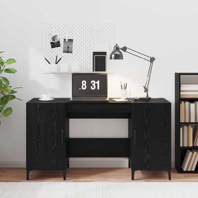 vidaXL - Bureau - Zwart - Eiken - Bewerkt - hout - 140 - x - 50 - x - 75 - cm