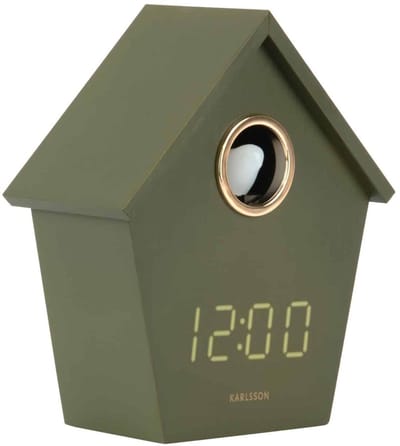 Karlsson Wekker Riqueza Cuckoo - Groen - 6.8x13x15.3cm - Modern - Wekker voor slaapkamer - Wekkers
