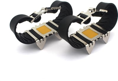 Antislipstijgijzers voor buiten, getand, duurzaam, geschikt voor wandelen, rotsklimmen en bergbeklimmen, lichtgewicht en compact, geschikt voor alle schoentypes. Antislipmat voor sneeuw-- Inclusief opbergtas