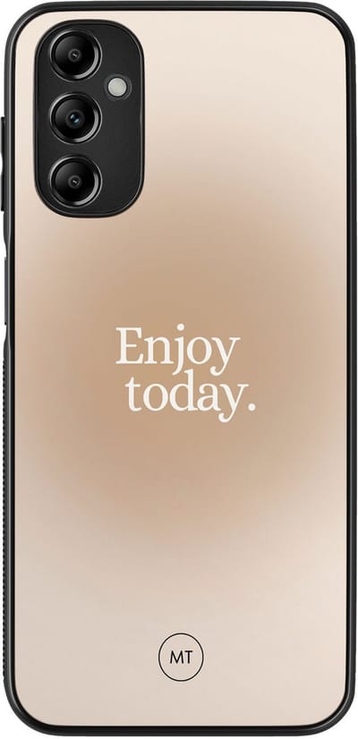 Hoesje geschikt voor Samsung Galaxy A14 5G - Enjoy today - TPU Hard Case Backcover - Beige, Groen - Mooie Telefoonhoesjes
