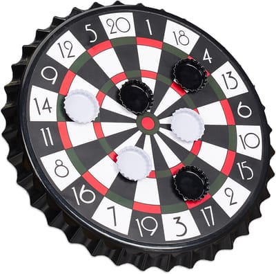 bierdop dartspel - met 6 dopjes - Ø 25 cm - magnetisch - feestjes - zwart