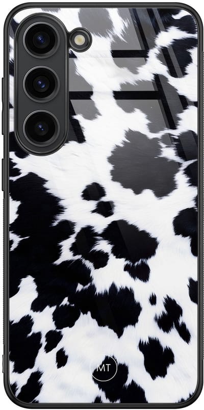 Hoesje geschikt voor Samsung Galaxy S23 - Koeienprint - Hard Case Zwart Back Cover - Print - Zwart, Wit - Mooie Telefoonhoesjes