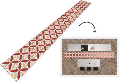 Keukenloper - Keukenmat - Bloemen - Tegel - Patroon - 400x50 cm - Keuken vloerkleed