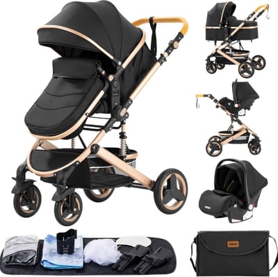 Kinderwagen - 3 in 1 kinderwagen - Inclusief gifts - Autostoel - Buggy - Opvouwbaar - Chock Demping - 360 Graden Wielen