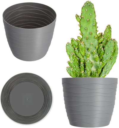 KADAX Bloempot van kunststof, diameter 11-19 cm, 7 kleuren, eenvoudige plantenpot, moderne plantenbak, robuuste bloempotbescherming, ronde pot, diameter 11 cm, grijs