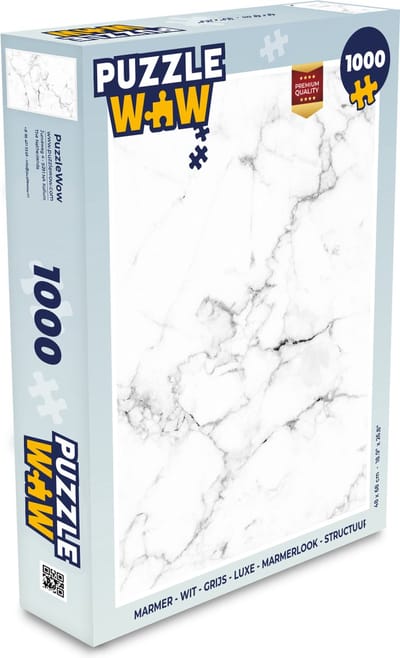 Puzzel Marmer - Wit - Grijs - Luxe - Marmerlook - Structuur - Legpuzzel - Puzzel 1000 stukjes volwassenen
