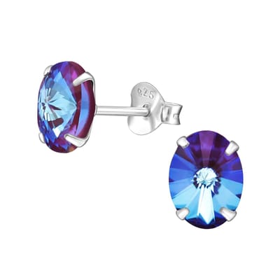 Montebello Oorbellen Berdien Burgundi - 925 Zilver E-Coating - Swarovski - Ø6x8mm
