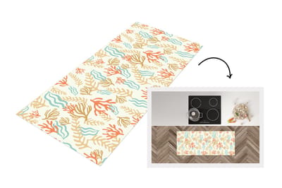 Keukenloper - Loper keuken - Patronen - Strand - Zee - Waterplanten - 120x50 cm - Keukenloper vinyl