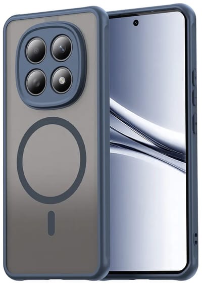 MobyDefend Hoesje - Geschikt voor Xiaomi Redmi Note 15 5G - Case Geschikt voor MagSafe - Mat Transparant Met Gekleurde Rand - Blauw
