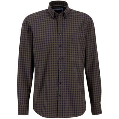 Fynch-Hatton Overhemd Allover Check Button Down Deep Forest / male