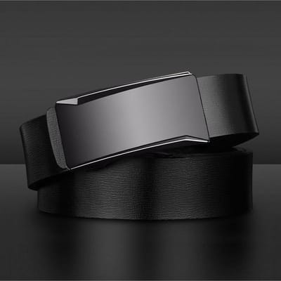 Ceinture Homme en Cuir Véritable Haut de Gamme Business Sans Ardillon Boucle Automatique Ceinture en Cuir pour Hommes d'Âge Moyen et Jeunes 125cm gray