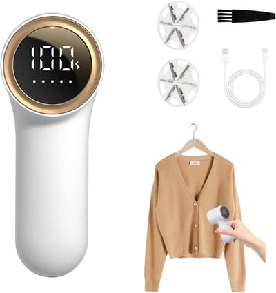 Pluisscheerapparaat - draagbaar en compact pluisscheerapparaat, pluisfrees met 2 bladen voor 5 instelbare standen, met led-indicatoren USB-lading, elektrische pluisverwijderaar