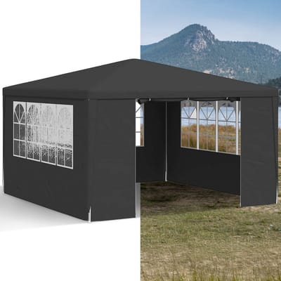 Partytent opvouwbaar - Paviljoen - 4x4m -Waterdicht - met Zijwanden - Weerbestendig - Antraciet