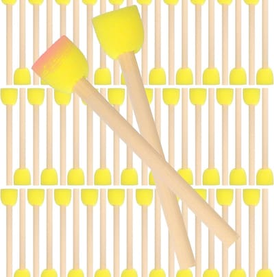 40 Kinder Ronde Penselen, Sponsjes, Dots en Schuimkwasten voor Acrylverf met Houten Handvatten