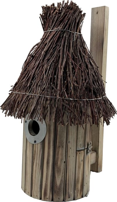 GARDEN SPIRIT Vogelhuisje Ø 15 x H40 cm Nestkast met twijgjes dak gevlamd