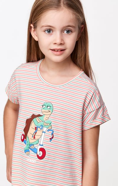 Woody slaapjurk meisjes - streep - schildpad - 231-1-DZA-Z/917 - maat 176