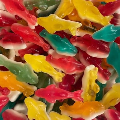 7-Stick Jelly gummy-haaien snoep 1kg - HALAL - met rundergelatine