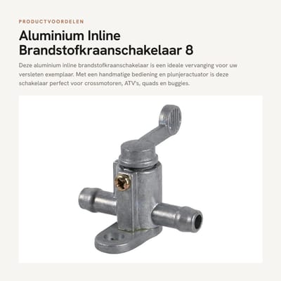 Dailygoods- Brandstofschakelaar Inline - Aluminium - Tankbescherming - Eenvoudige Installatie - 8 mm / 5/16 inch - Hoogwaardig Materiaal - Brandstofkraan
