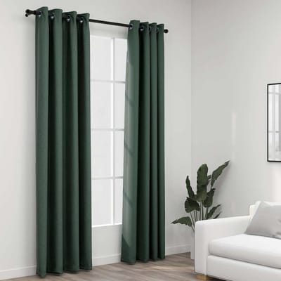 vidaXL - Gordijnen - linnen-look - verduisterend - ogen - 2 - st - 140x225 - cm - groen