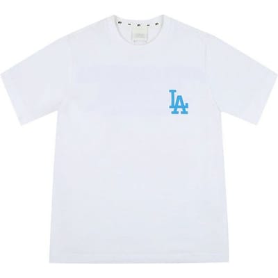 MLB Los Angeles Dodgers Amerikaanse Vintage Basic Effen Kleur Bedrukt Korte Mouw T-shirt Unisex Tops Wit 31TS04031-07W XL white