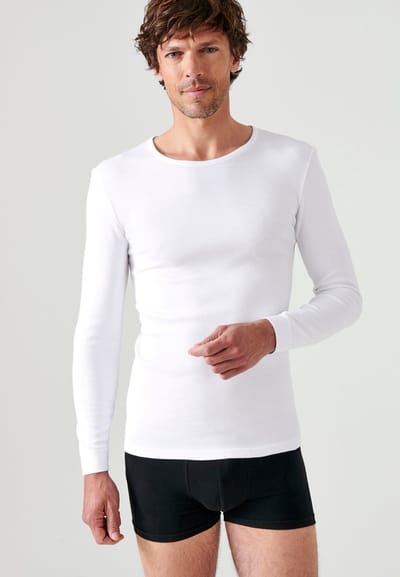 Damart - T-shirt met ronde hals van klassiek gebreide Thermolactyl-stof - Heren - Wit - 3XL