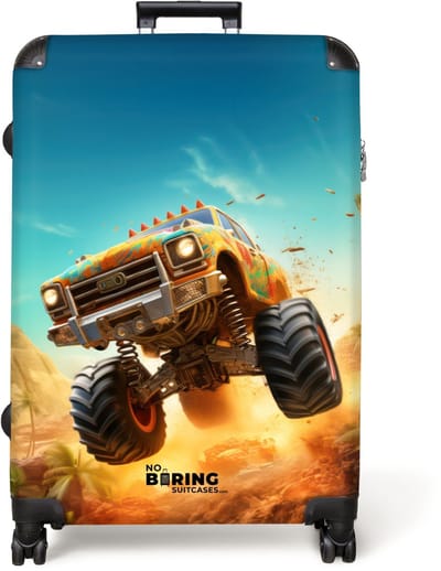 NoBoringSuitcases.com® - Koffer groot - Reiskoffer lichtgewicht - Monstertruck - Kind - Jongen - Auto - Rolkoffer met 4 wielen - Grote trolley XL - 98 liter bagage