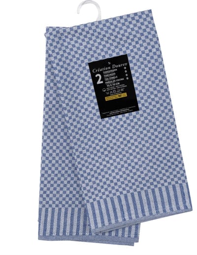 Theedoekenset Yoko Blauw - 70x70 - 2 stuks - Geblokt - 100% katoen - Horeca Theedoeken - Profesional 243gram/m²