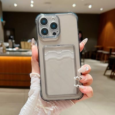 Kaartzakje Transparante TPU Telefoonhoesje Voor iPhone 16 15 14 13 12 Pro Max 16 Pro 11 Zachte Schokbestendige Heldere Siliconen Achterkant For iPhone 12