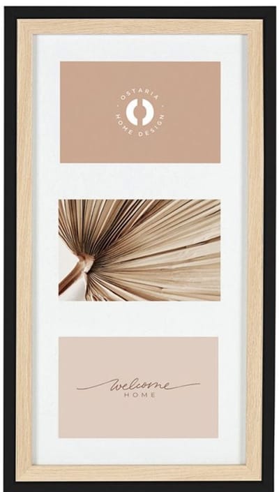 Ostaria Collage fotolijst NEO - voor 3x foto van 10 x 15 cm - hout - naturel/zwart - 24 x 44 cm - Wissellijst - Modern