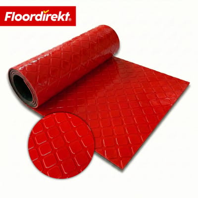 Floordirekt PVC-vloerbedekking Check Quadra - Vierkante Look - Rood - 110 x 100 cm - Antislip & Onderhoudsvriendelijk - Per meter - Op maat Gesneden - Verschillende Kleuren Beschikbaar