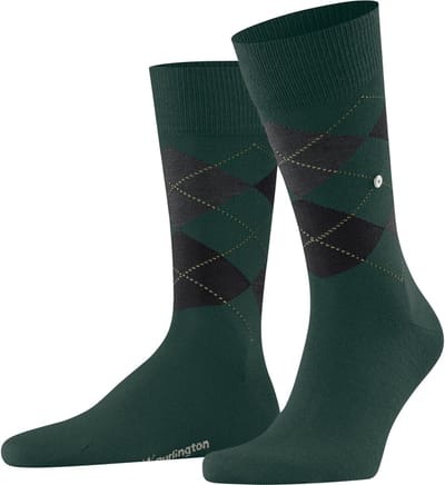 Burlington Edinburgh gedessineerd wol sokken heren groen - maat 40-46