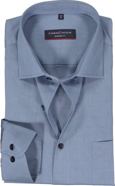 CASA MODA modern fit overhemd - popeline - blauw - Strijkvrij - Boordmaat: 45 (EU maat: XXL)