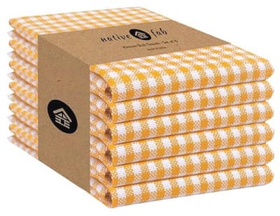 Set van 6 mini-geruite keukenhanddoeken - 100% katoen, absorberend en wasbaar - 40,6 x 66 cm