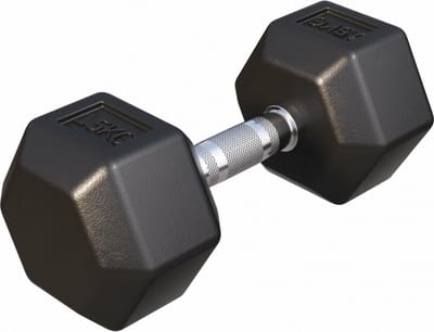 Gorilla Sports Dumbbell - 1 x 15 kg - Gietijzer - Hexagon - Halter
