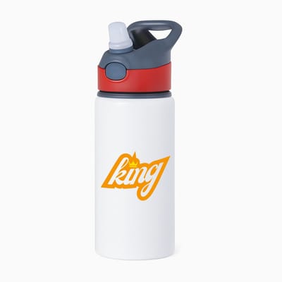 Hacebo® - King waterfles met rietje rood - Koning - een koning - verjaardagscadeau - kroontje - kado - gift - geschenk - water fles - 650ML