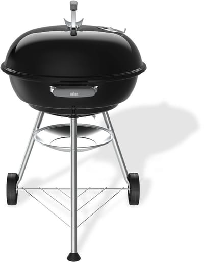 Weber Compact Kettle - Ø 57 cm Grillrooster - Houtskoolbarbecue - Zwart - Asopvangschaal - 2 Duurzame, weerbestendige wielen - Handige dekselhaak - Kras- en roestbestendig