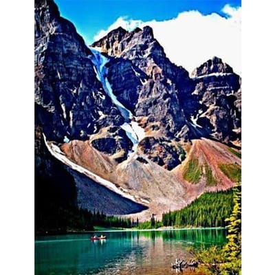 Peinture Diamant DIY Broderie Diamant De Strass Paysage Cascade Montagne 20X30CM gray