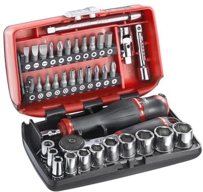 38-dlg. 1/4" dopsleutelset met complete gereedschapskoffer en accessoires