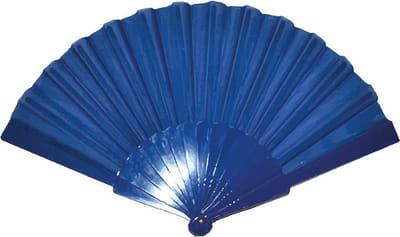 Handwaaier/spaanse waaier - blauw - polyester - Verkoeling in de zomer - 41 x 22 cm
