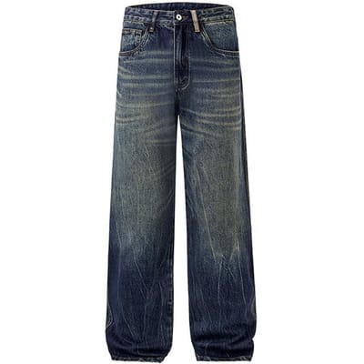 Losse Rechte Grote Maat Jeans Casual Japanse High Street Gewassen Broek 34