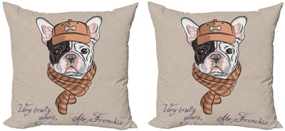 ABAKUHAUS – Hondenkussenhoes 50x50 cm – Dubbelzijdige druk, rits, Wit/Zwart