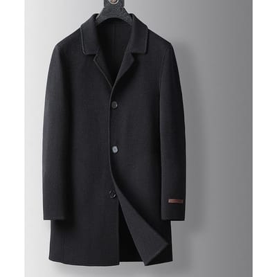 Handgemaakte dubbelzijdige wollen herenjas voor de herfst en winter, gemaakt van pure wol, dik en warm. 4XL
