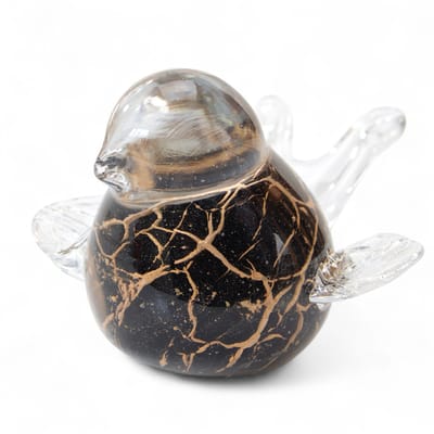 Loranto - Mini Urn Zwart met Bladgoud - met Vleugels - Urn voor Mensen