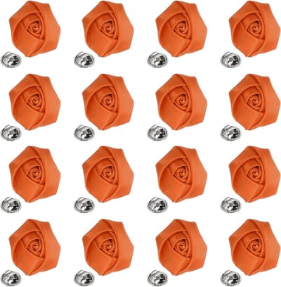 Revers Bloemen - Stoffen Broches - Outfit Versieren - Zacht Polyester - 16 stuks - Oranje