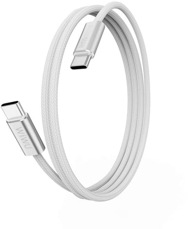 WiWU Essen USB-C naar USB-C Kabel - 240W Fast Charge & Data - Gevlochten Nylon - 1.5 Meter - Wit