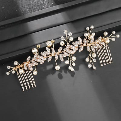 Bruiloft Parel Blad Kristal Haar Kam Haarpin Hoofdband Tiara Voor Vrouwen Bruid Koningin Feest Bruiloft Bruids Haar Accessoires Sieraden gray