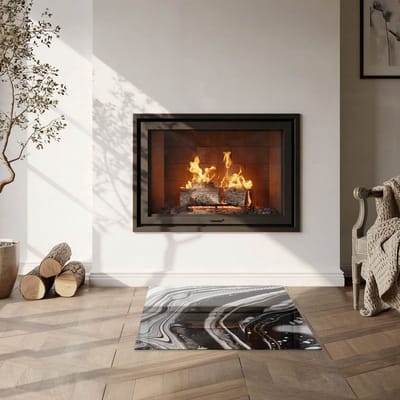 Coloray Vloerplaat Houtkachel - Plaat voor Onder Kachel - 60 cm x 60 cm - Kachel Vloerplaat - Zwart en wit Vloerplaat Kachel - Vloerplaat Voor Kachel - Vloerplaat Openhaard - Houtkachel Accessoires - Plaat Kachel