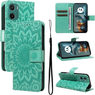 Premium PU Leren Wallet Case voor Motorola Moto E15 en G05 met Kaartsleuven en Magnetische Sluiting - Groene Bescherming